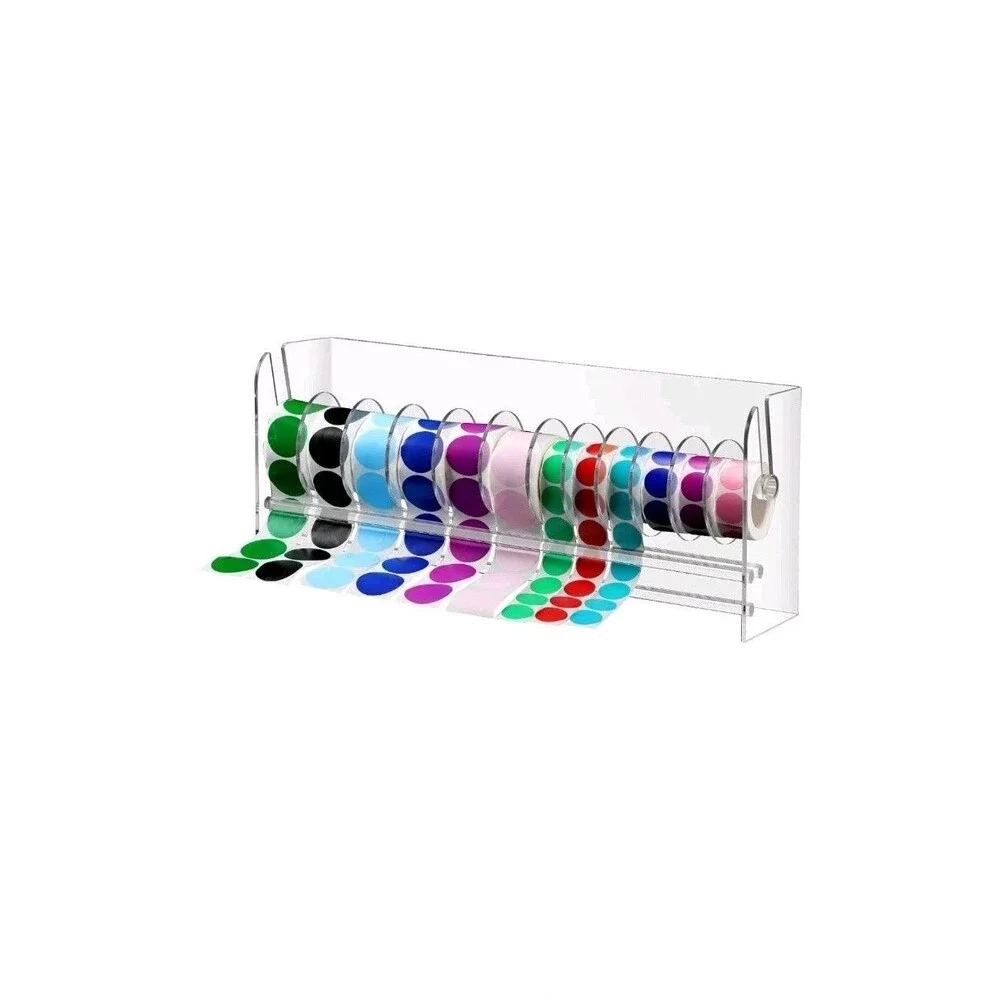 Qilery Adjust Label Dispenser Acrylic Roll Sticker Dispenser Sticker Hold 12Disk